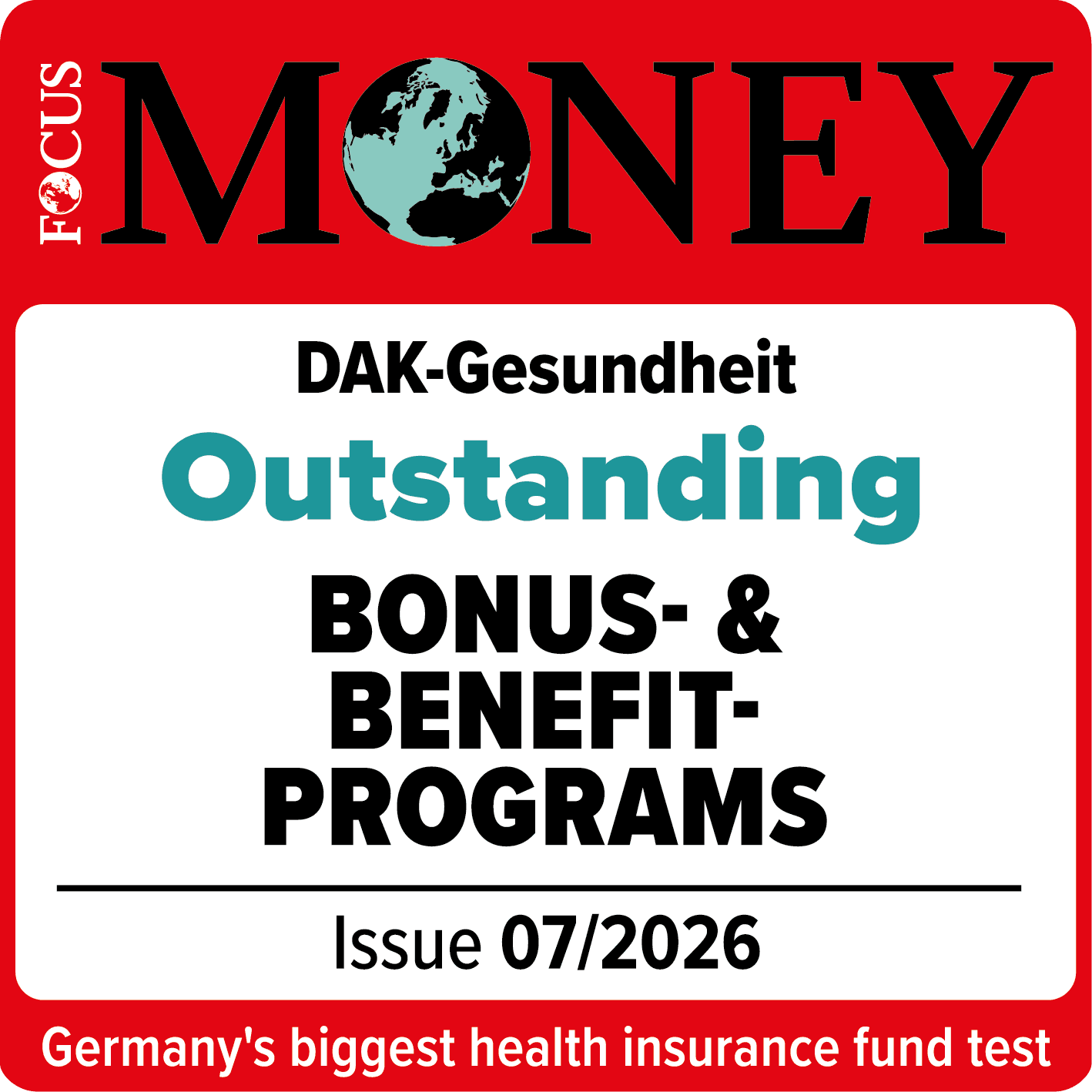 Seal: Focus Money certificate for outstanding bonus- & benefit programs