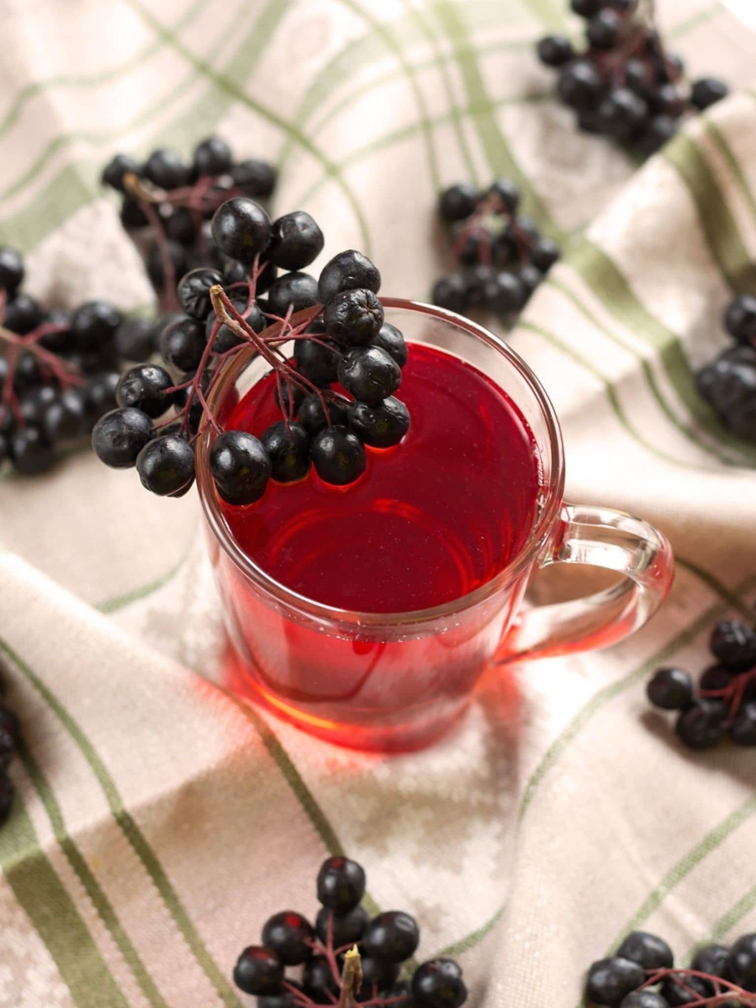 Heißgetränk: Holunder-Früchte-Tee mit Holunderbeeren.