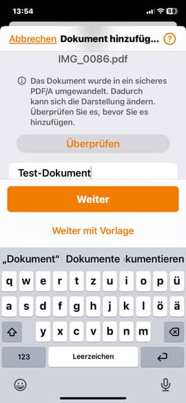 Screenshot aus der DAK ePA-App: Dokument auswählen