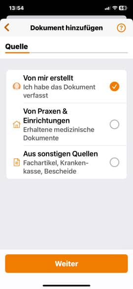 Screenshot aus der DAK ePA-App: Metadaten: Autor