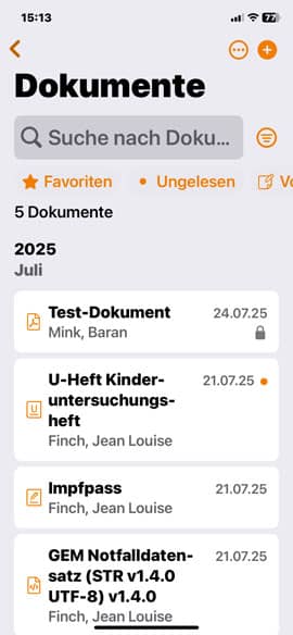 Screenshot aus der DAK ePA-App: Startseite mit verborgenem Element