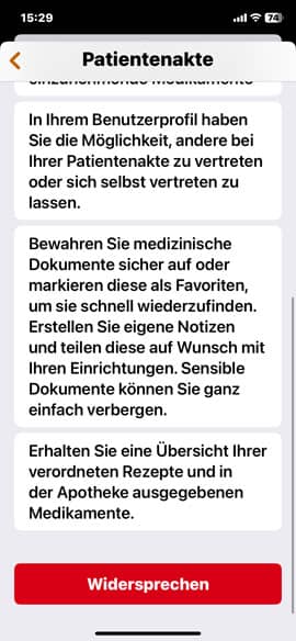 Screenshot aus der DAK ePA-App: Button ePA löschen