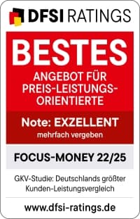 Auszeichnungen: Siegel von DFSI für die DAK mit der Auszeichnung: Exzellentes Angebot für Preis-Leistungs-Orientierte