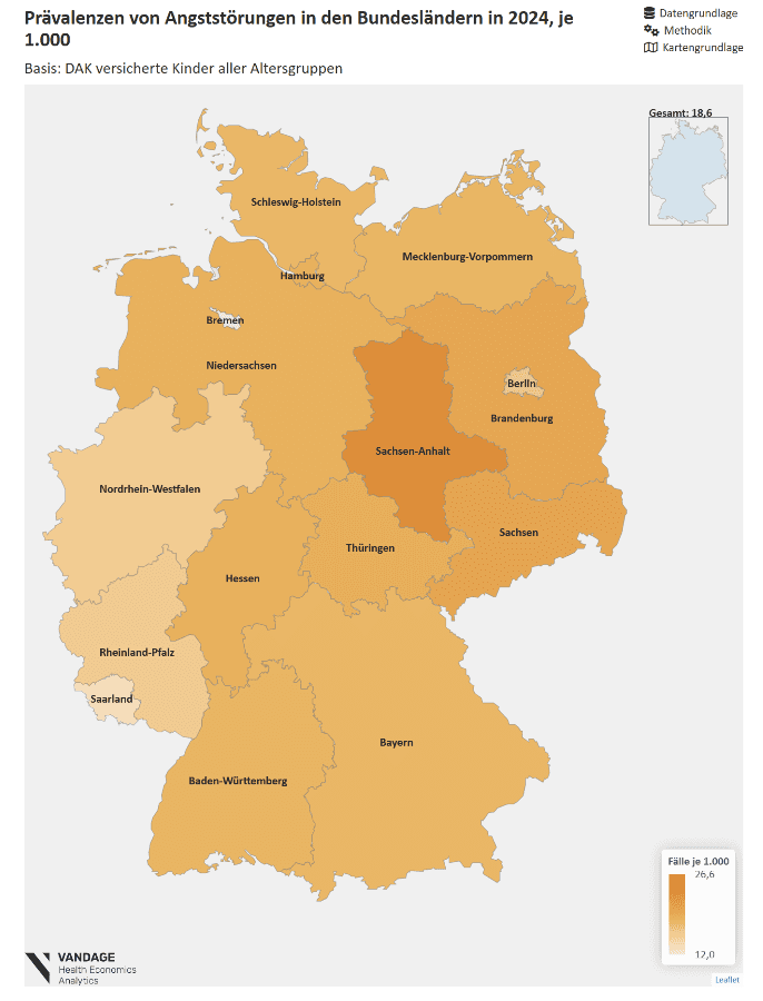 Prävalenzen von Depressionen in den Bundesländern in 2024