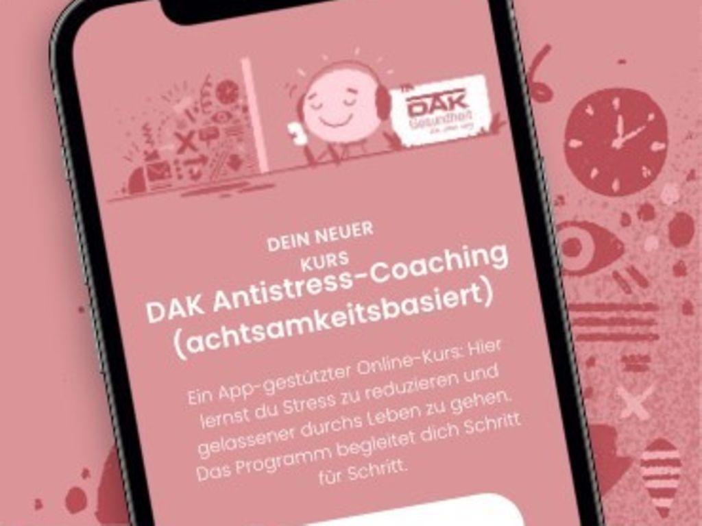 Antistress-Coaching per Balloon-App: Illustration eines Smartphone-Screens, der das Coaching zeigt