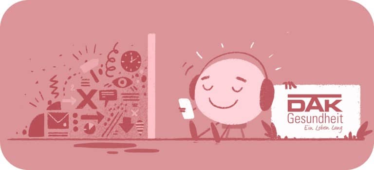 Balloon-App: Illustration zeigt einen Ballon, der entspannt einer Meditation lauscht