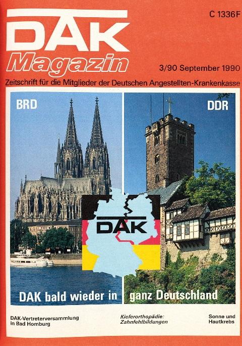Bild: Titel des DAK-Magazin 1990 zur Wiedervereinigung.