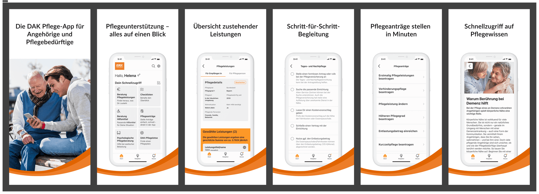 Ausschnitt der Pflege-App