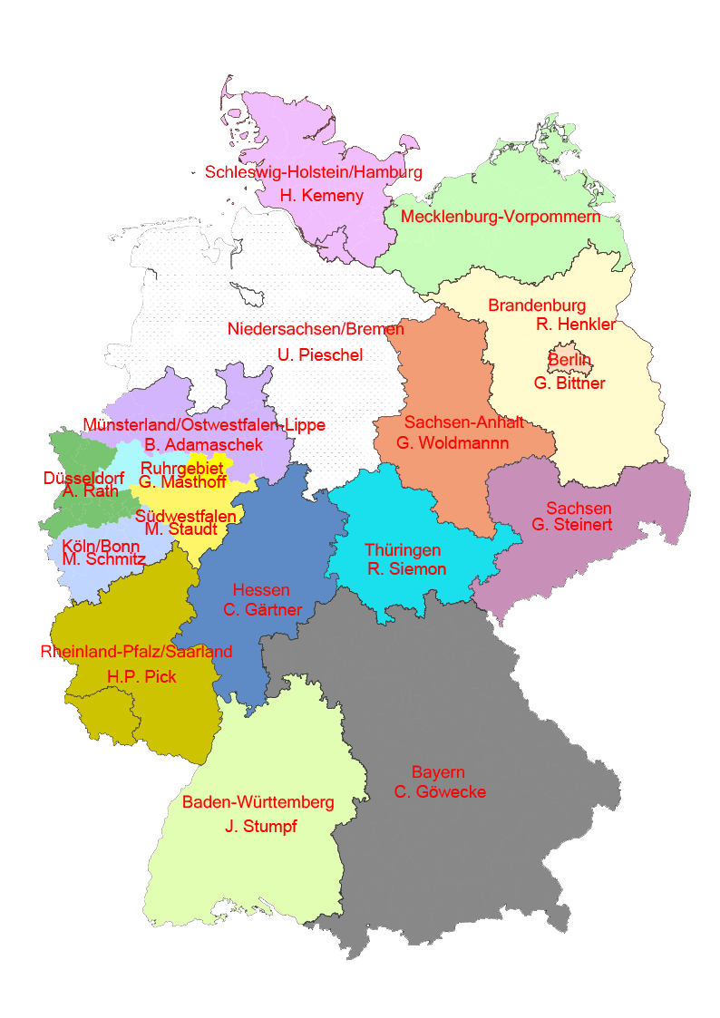 Bild: Landkarte von Deutschland mit den Regionen des BVMW