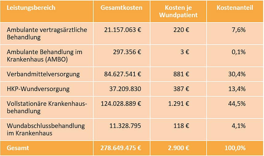 DAK Versorgungsreport 2024: Kosten der Versorgung chronischer Wunden im Jahr 2021