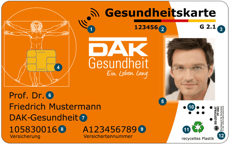 Bild: Muster der elektronischen Gesundheitskarte der DAK-Gesundheit