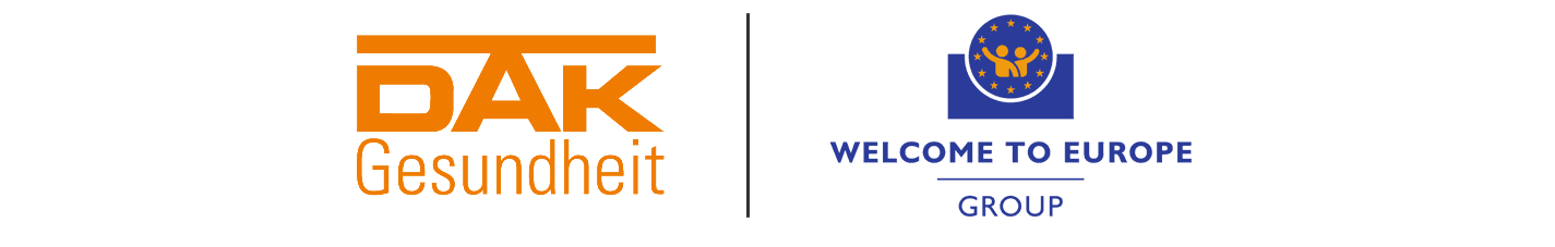 Logo Cooperation DAK-Gesundheit and Welcome to Europe