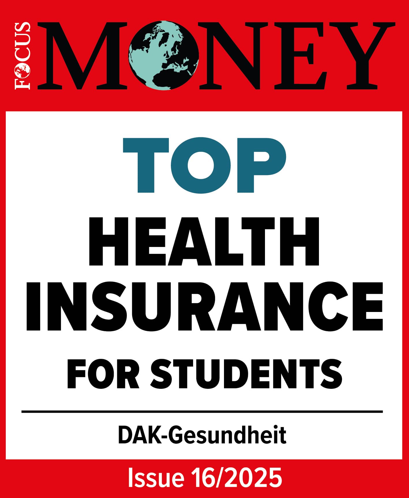 Auszeichnungen: Siegel von Focus Money als Top Krankenkasse.